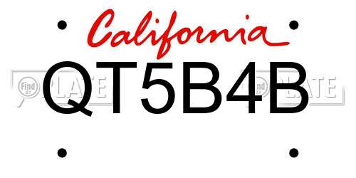QT5B4B California License Plate