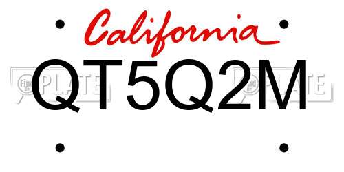 QT5Q2M California License Plate