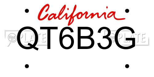 QT6B3G California License Plate