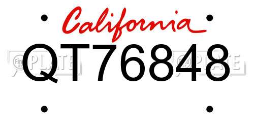 QT76848 California License Plate