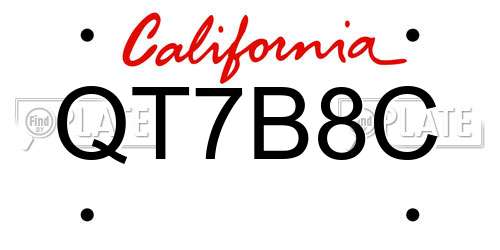QT7B8C California License Plate