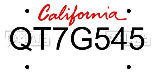 QT7G545 California License Plate
