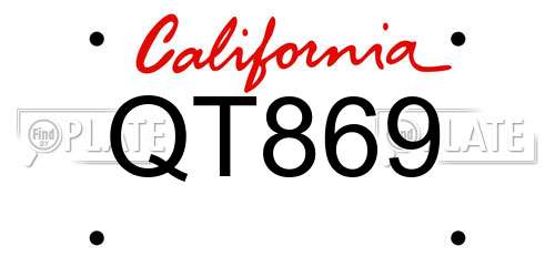 QT869 California License Plate