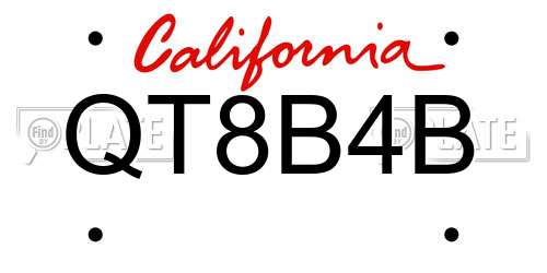 QT8B4B California License Plate