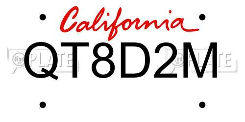 QT8D2M California License Plate