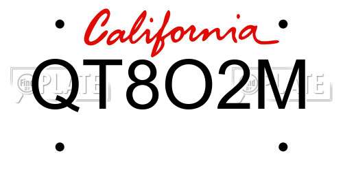 QT8O2M California License Plate