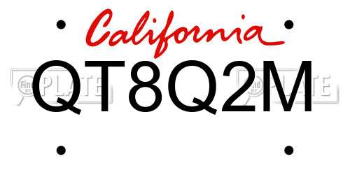 QT8Q2M California License Plate