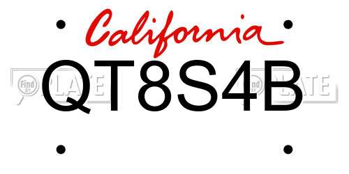 QT8S4B California License Plate