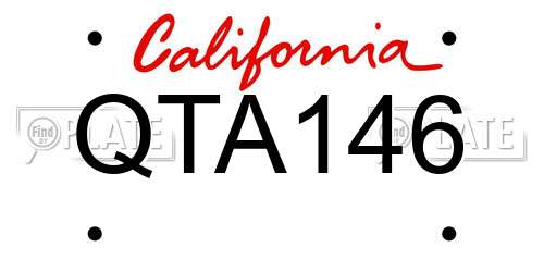 QTA146 California License Plate