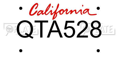 QTA528 California License Plate