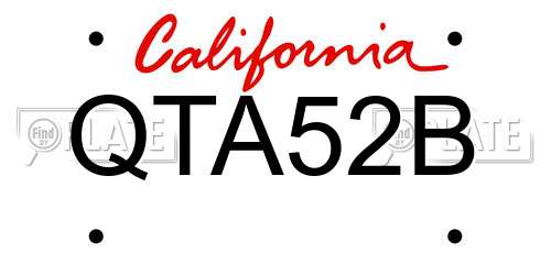 QTA52B California License Plate