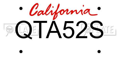 QTA52S California License Plate