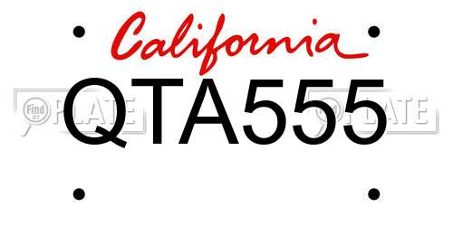 QTA555 California License Plate