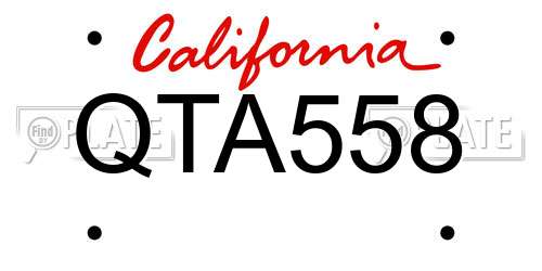 QTA558 California License Plate