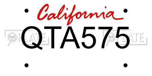 QTA575 California License Plate