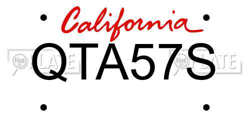 QTA57S California License Plate