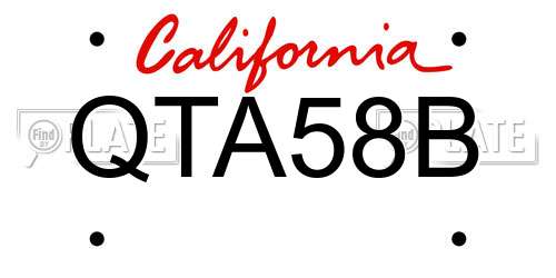 QTA58B California License Plate