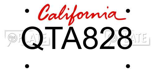 QTA828 California License Plate