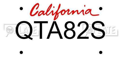 QTA82S California License Plate