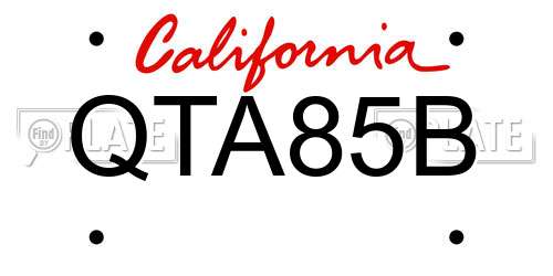 QTA85B California License Plate