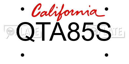 QTA85S California License Plate