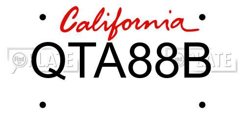 QTA88B California License Plate