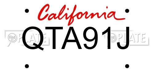 QTA91J California License Plate