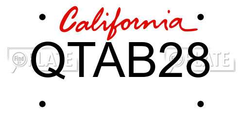 QTAB28 California License Plate