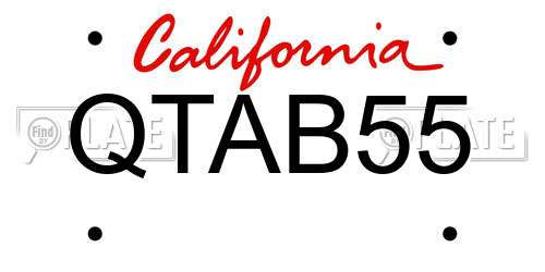QTAB55 California License Plate