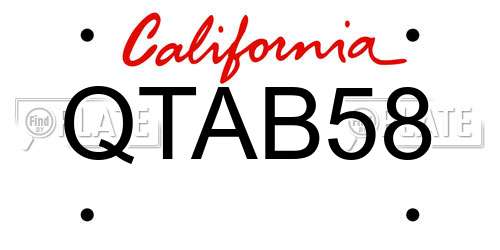 QTAB58 California License Plate