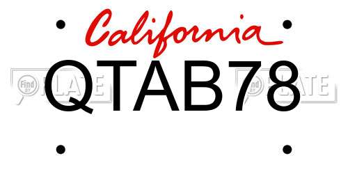 QTAB78 California License Plate