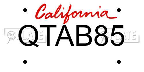 QTAB85 California License Plate