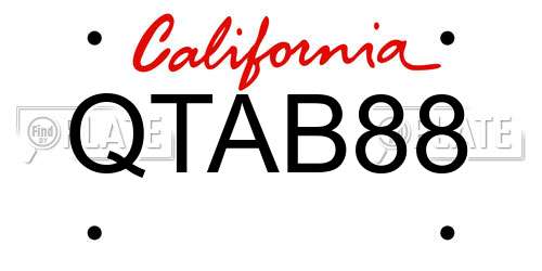 QTAB88 California License Plate