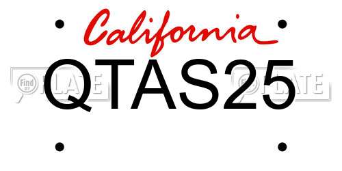 QTAS25 California License Plate