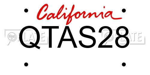 QTAS28 California License Plate