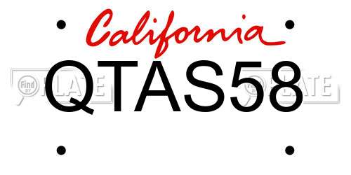 QTAS58 California License Plate