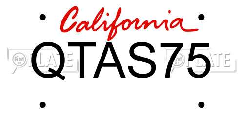 QTAS75 California License Plate