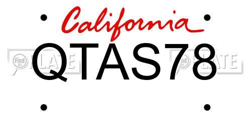 QTAS78 California License Plate