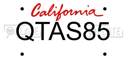 QTAS85 California License Plate