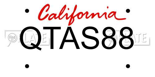 QTAS88 California License Plate