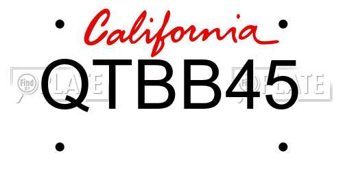 QTBB45 California License Plate