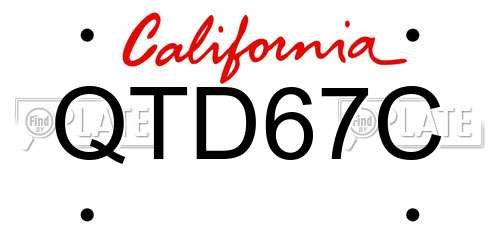 QTD67C California License Plate