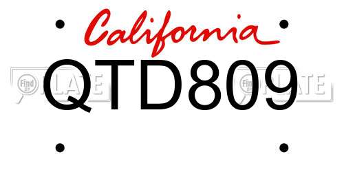 QTD809 California License Plate