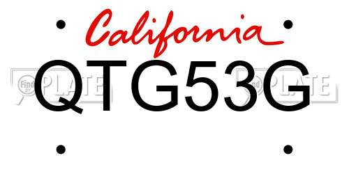 QTG53G California License Plate