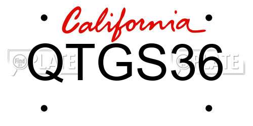 QTGS36 California License Plate