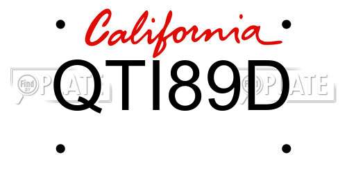 QTI89D California License Plate