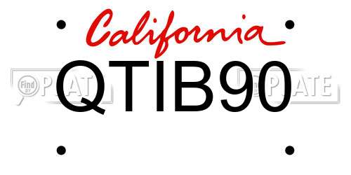 QTIB90 California License Plate