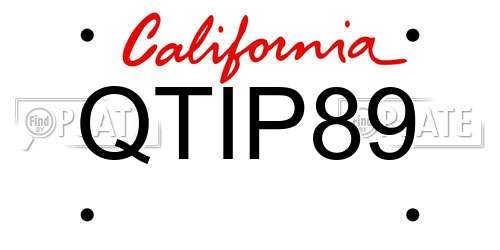 QTIP89 California License Plate