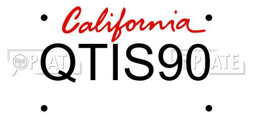 QTIS90 California License Plate