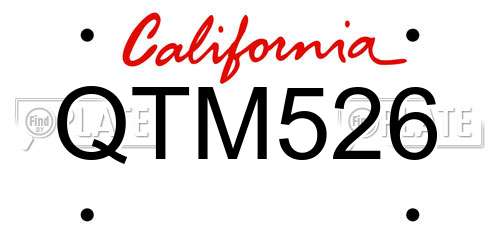 QTM526 California License Plate